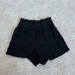 High waisted Black linen shorts xs with pockets